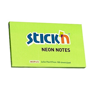 Līmlapiņas StickN 21171, 76x127mm, 100 lapas, neona zaļas