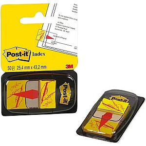 Indeksi ar paraksta piktogrammu Post-it, 25x43mm, 50gab/iep, dzelteni