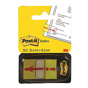 *Indeksi ar izsaukuma zīmi Post-it 25x43mm, 50gab., dzelteni