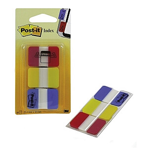 Индексы Post-it Strong 25х38мм, в упаковке 3х22шт, красный/желтый/синий