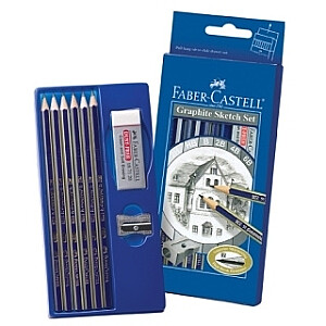 *Zīmuļu komplekts Faber Castell Goldfaber 1221 2H-6B, ar asināmo un dzēšgumiju