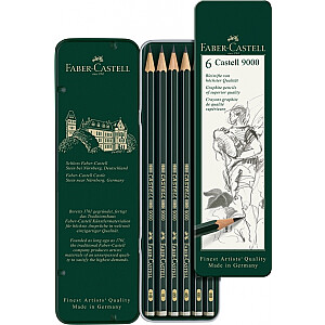 Набор карандашей Faber-Castell 9000, HB-8B, 6шт/упак.