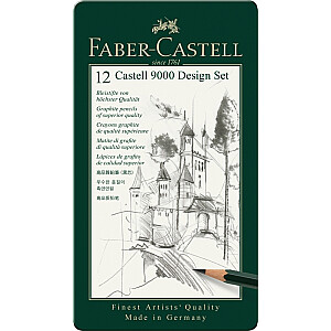 Набор карандашей Faber Castell 9000, 5B-5H, в упаковке 12шт, в металлической коробке