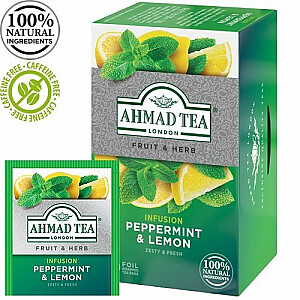 Tēja Ahmad Tea Peppermint&Lemon, ar piparmētru un citronu, 20 gab.x2g