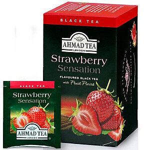 Melnā tēja Ahmad Tea Stawberry Sensation, zemeņu, 20gabx2gr