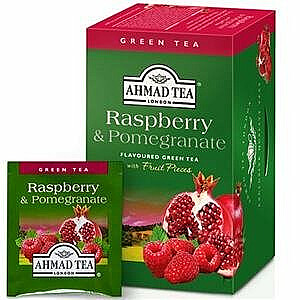 Zaļā tēja Ahmad Green Rasberry&Pomegranate, 20gabx2gr