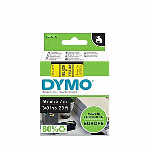 Marķēšanas lente DYMO D1 9mmx7m melna/dzeltena