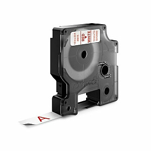 Marķēšanas lente Dymo D1, 12mmx7m, sarkana/balta