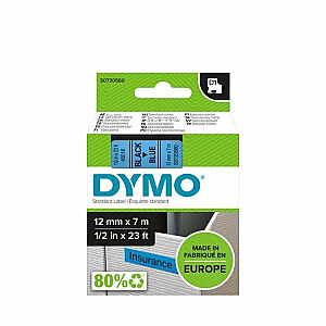 *Лента маркировочная DYMO D1 12ммх7м, черная/синяя