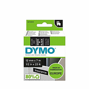 Marķēšanas lente DYMO D1 12mmx7m balta/melna