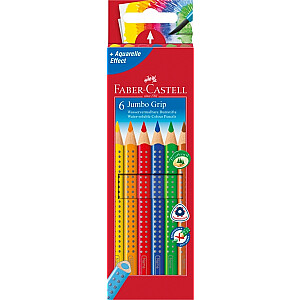 Trīsstūrveida krāsainie zīmuļi Faber-Castell Jumbo Grip, 6 krāsas