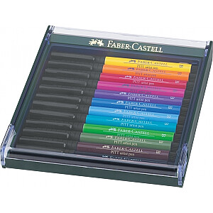 Фломастеры с кисточкой Faber-Castell Pitt Artist Pen, в упаковке 12шт, яркие цвета