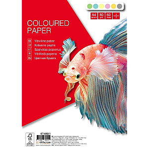 Krāsains papīrs A4 /60 lapas,  6 pasteļtoņos x 10