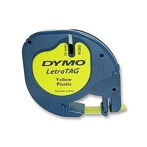 Marķēšanas lente Dymo LetraTag 91202, 12mmx 4m, dzeltena