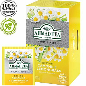 Tēja Ahmad Tea Camomile&Lemon, ar kumelītēm un citronu, 20 gab.x1.5g