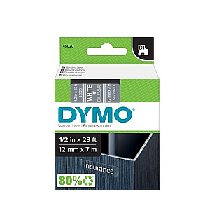 Marķēšanas lente Dymo 45020, D1,12mmx7m, balta/caurspīdīga
