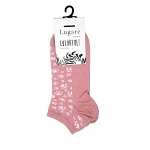 Sieviešu zeķes LUGARE BAMBOO / 38 - 41, rozā ar baltām pēdiņām
