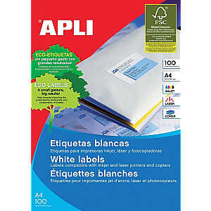 Наклейки Apli 2415, А4, 63,5х46,6мм, в упаковке 100 стр., белые