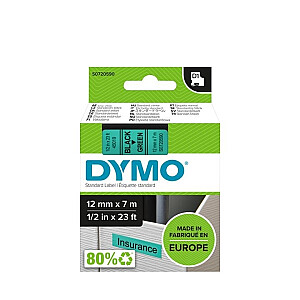 *Лента маркировочная DYMO D1, 12ммх7м, черная/зеленая.