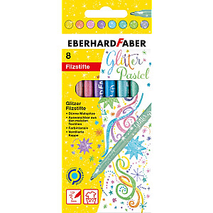 Маркеры с блестками EberhardFaber, 8 пастельных цветов