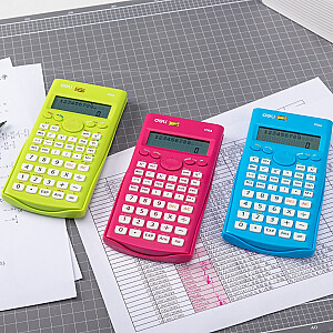 Zinātniskais kalkulators Deli 240F, divrindu displejs, 10+2 cipari, rozā