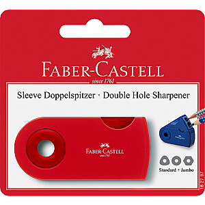 Точилка для карандашей с ластиком Faber-Castell, 1 отверстие, в блистере, синяя