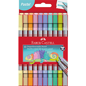 Flomāsteri Faber-Castell, divpusējie, 10 pasteļu krāsas