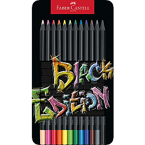 Карандаши цветные Faber-Castell Black Edition, 12 пастельных тонов