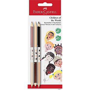 Krāsainie zīmuļi Faber-Castell Children of the world, 3gab/iep sejas krāsas toņos