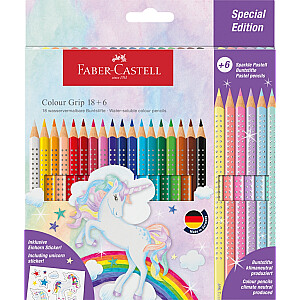 Карандаши акварельные треугольные Faber-Castell Color Grip Unicorn 18+6 цветов