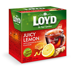 Чай травяной Lloyd Pyramids Juicy Lemon с имбирем и медом, с согревающим эффектом, 20х2г
