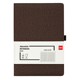 Книга офисная DELI EN118G A5/96L 5x5 квадратная, твердая ПУ обложка, светло-серая