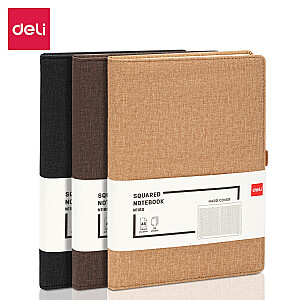 Книга офисная DELI EN118G A5/96L 5x5 квадратная, твердая ПУ обложка, светло-серая