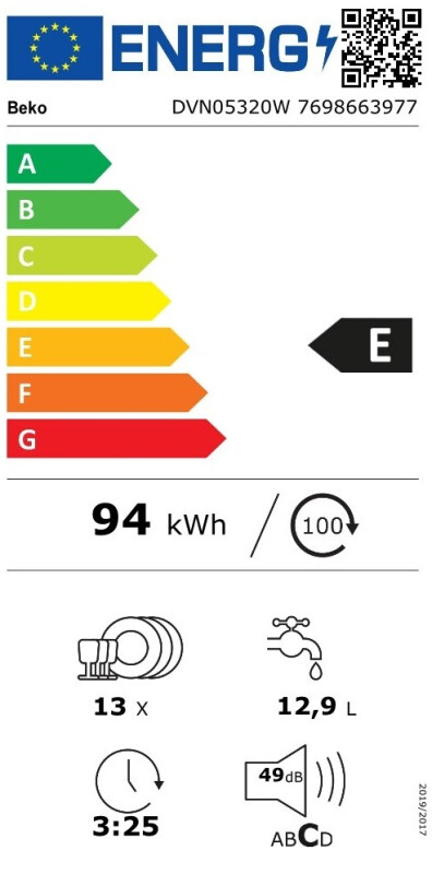 Trauku mazgājamā mašīna Beko DVN05320W