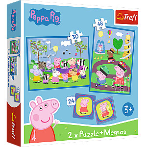 TREFL PEPPA PIG Puzles komplekts Peppa Pig 30 gab + 48 gab + 24 memo