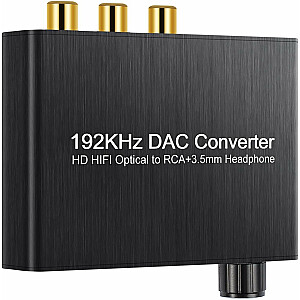 RoGer DAC 192kHz 24bit S/PDIF - RCA pārveidotājs ar austiņu izeju 3,5 mm / optiskais / koaksiālais