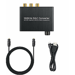 RoGer DAC 192kHz 24bit S/PDIF - RCA pārveidotājs ar austiņu izeju 3,5 mm / optiskais / koaksiālais