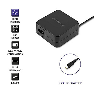 Qoltec 51027 lādētājs | 65 W | 5-20,3 V | 2-3,25 A | USB tips C | PD