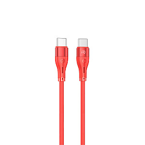 Силиконовый кабель Tellur Type-C — Type-C PD60W, 1 м, красный
