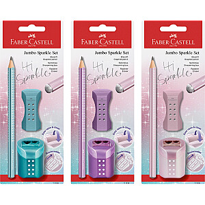 Harilik pliiats Faber-Castell Jumbo Sparkle Cosmic + teritaja ja kustukumm