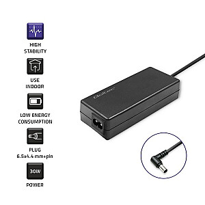 Qoltec 52400 strāvas adapteris Samsung monitoram 30W | 14V | 2.1A | dakša 6,5*4,4 | + strāvas kabelis