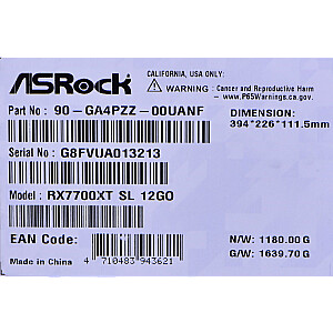 ASRock Radeon RX 7700 XT Steel Legend 12GB OC grafikas karte