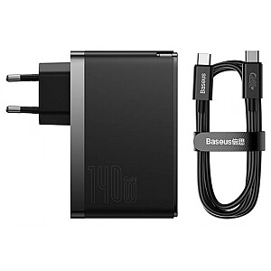 Baseus GaN5 Pro 2xUSB-C + USB, 140 W (melns)