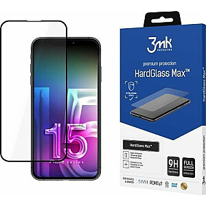 3MK 3MK HardGlass Max iPhone 15 Pro 6,1 collas melns/melns, pilnekrāna stikls