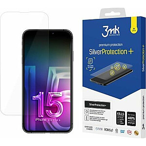 3MK 3MK Silver Protect+ iPhone 15 Plus 6,7 collu pretmikrobu mitrās uzstādīšanas plēve