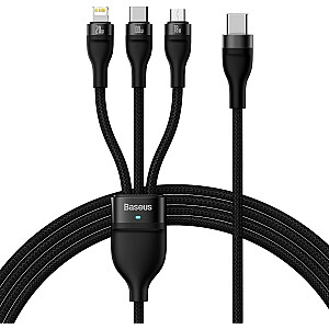 Kabelis USB Baseus USB-C — USB-C + microUSB + Lightning 1,5 m melns (CASS030201)