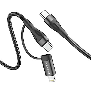 Borofone Cable BX61 Source 2 in 1 - Type C to Type C + Lightning - PD 20W|60W 3A 1 metre black