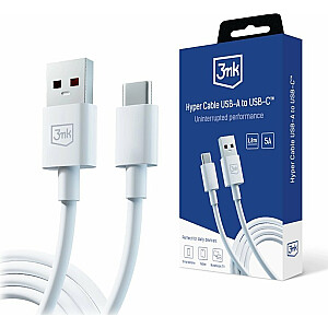 3μ Hyper USB-A — USB-C 1,2 m 5 A balts